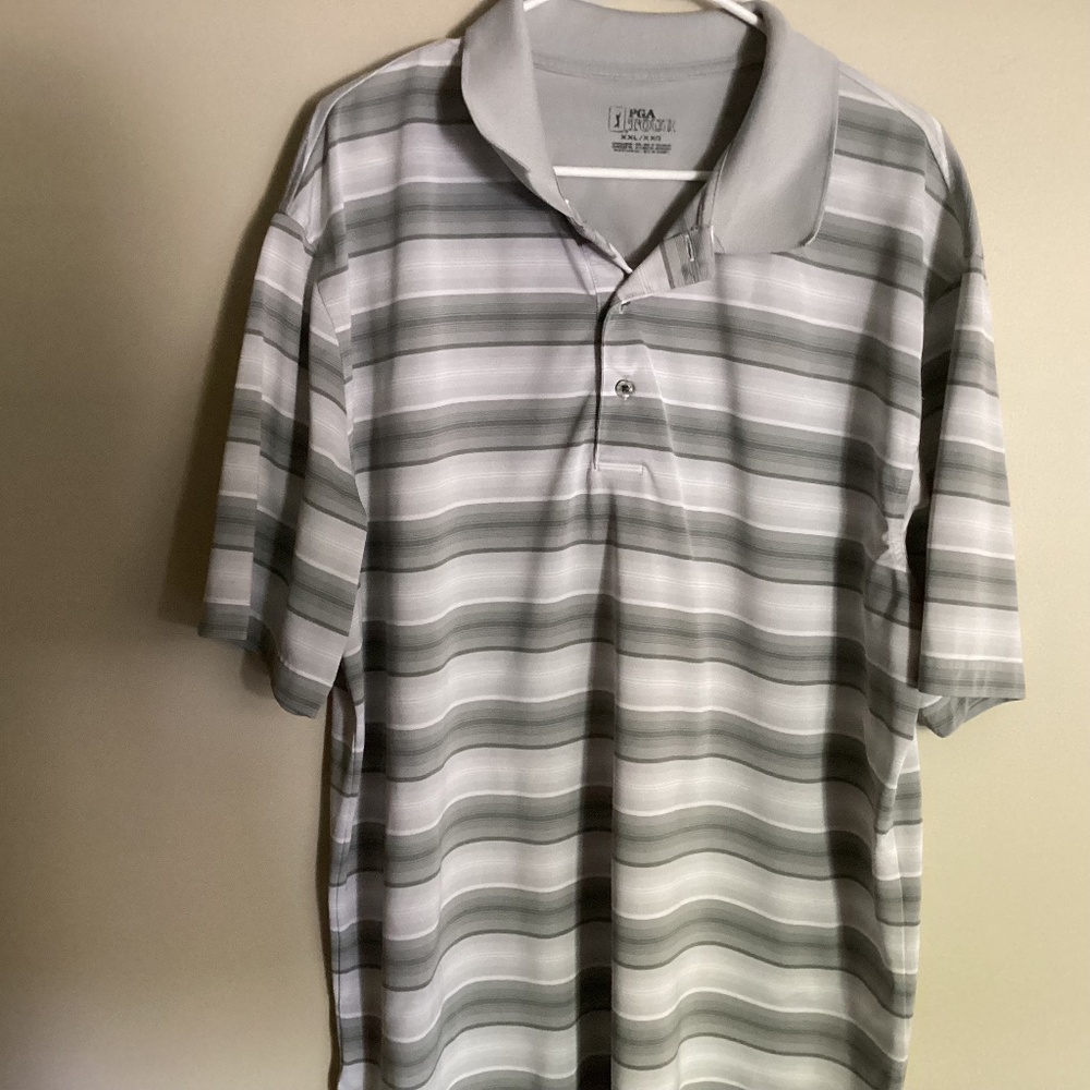 PGA TOUR MENS POLO 2XL Gray/Stripes